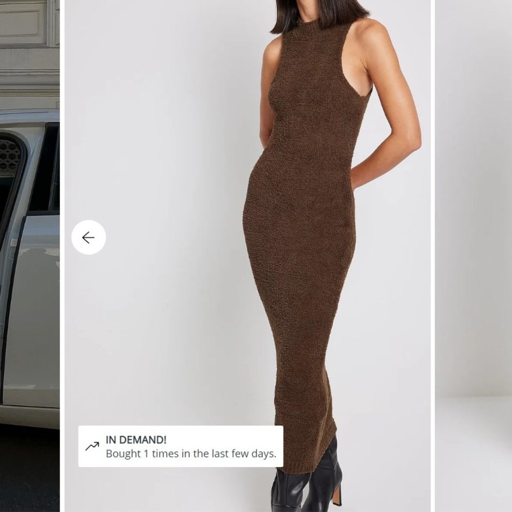 NA-KD brand. High neck sleeveless knitted midi dress.